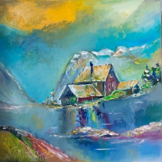 "Liniște la mal" - Pictură în ulei pe pânză