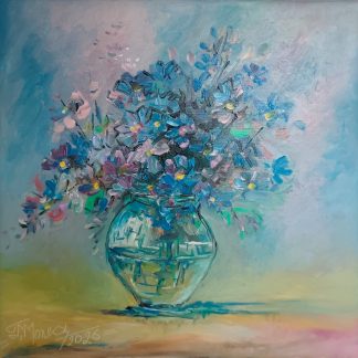 "Flori cu puncte de soare" - Pictură în ulei pe pânză