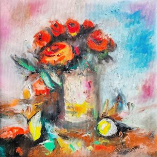 "Flori 11" - Pictură în ulei pe pânză