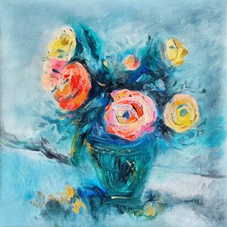 "Flori 12" - Pictură în ulei pe pânză