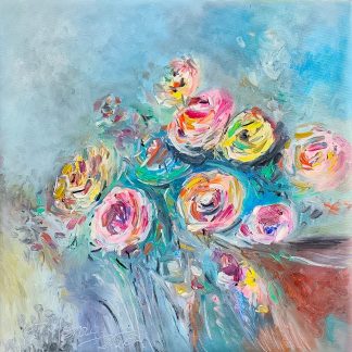 "Flori 13" - Pictură în ulei pe pânză