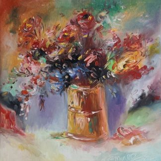 "Flori 6" - Pictură în ulei pe pânză