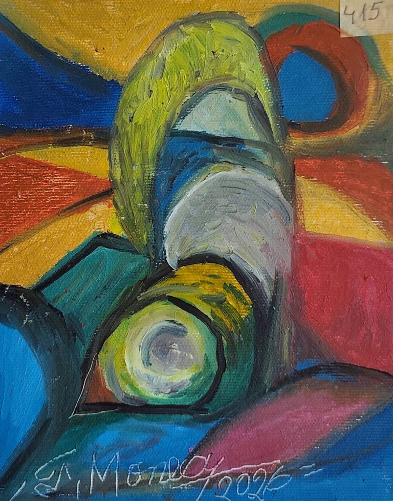 Aripă în lumină de auriu - pictură în ulei pe pânză, Monea Teofil