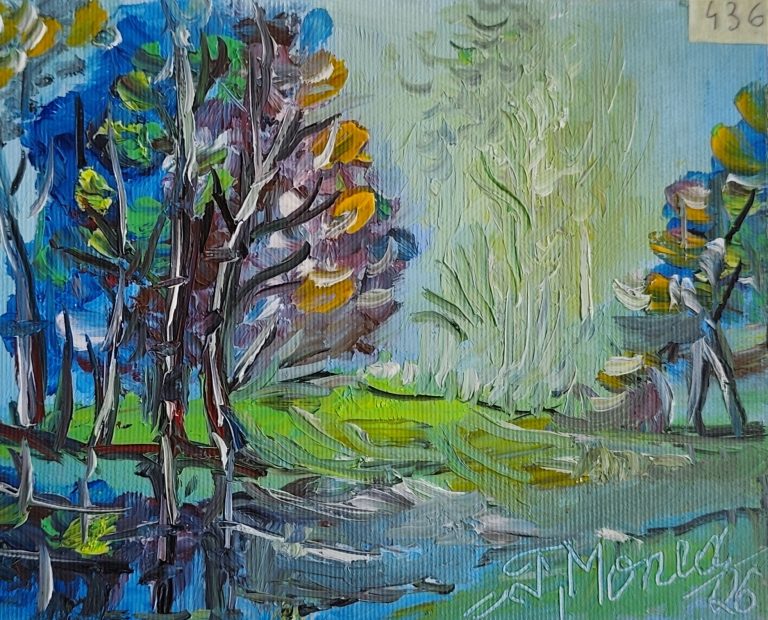 Orizont în adânc de turcoaz - pictură în ulei pe pânză, Monea Teofil