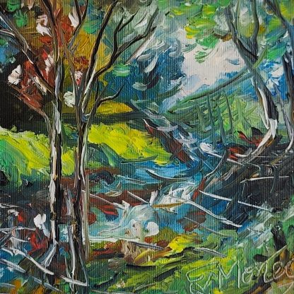 Aripă la marginea zilei în verde - pictură în ulei pe pânză, Monea Teofil