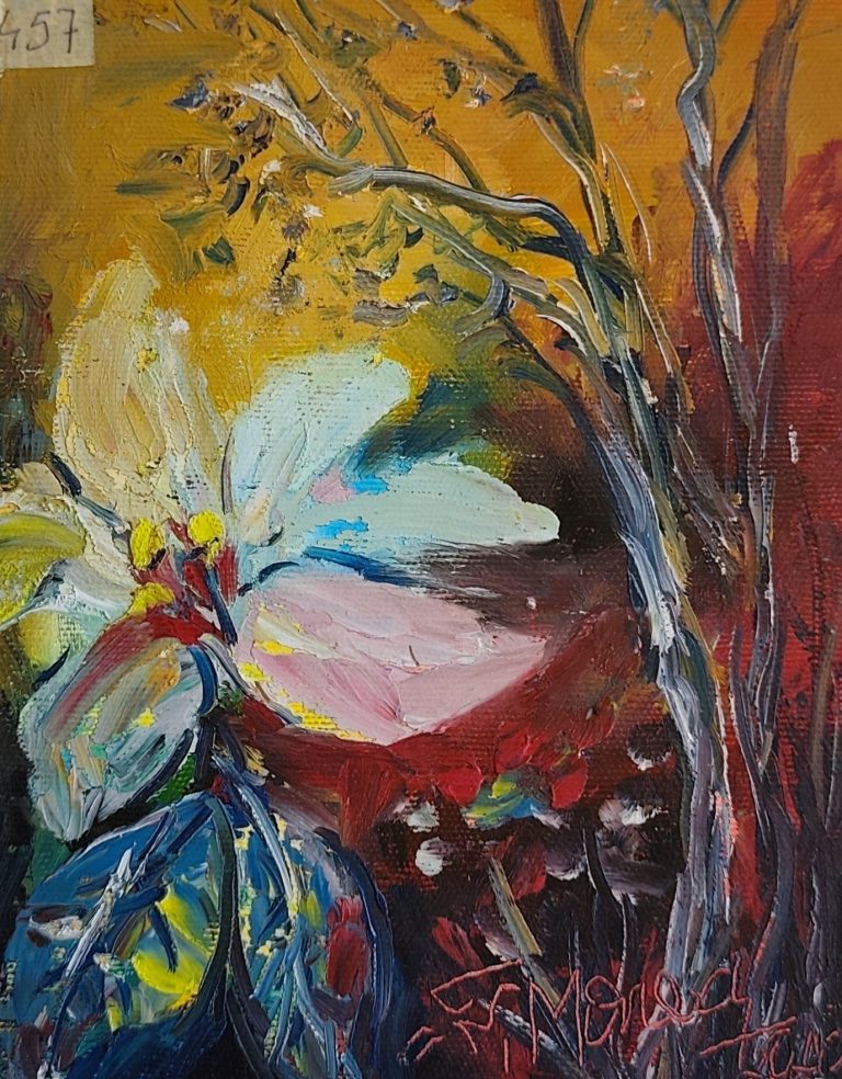 Pictura Monea Teofil 457 Reverie la marginea zilei în portocaliu - pictură în ulei pe pânză, Monea Teofil