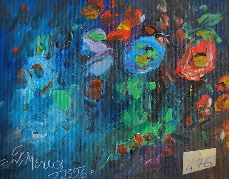 Vârtej în mișcare de albastru - pictură în ulei pe pânză, Monea Teofil