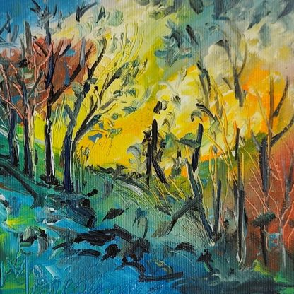 Aripă în lumină de verde - pictură în ulei pe pânză, Monea Teofil
