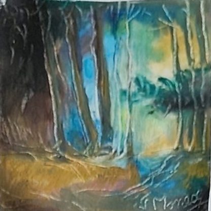 Pădure turcoaz la marginea luminii – Pictură în ulei pe pânză