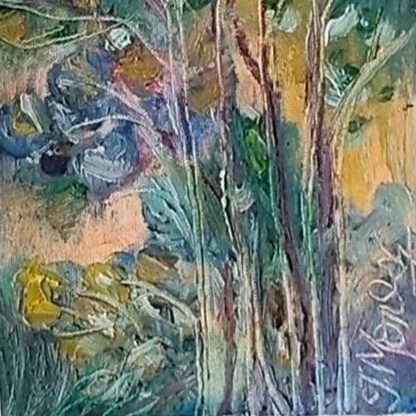 Pădure luminoasă cu ramuri fine – Pictură în ulei pe pânză