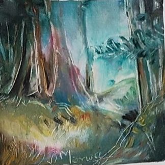 Pădure cu lumină verde – Pictură în ulei pe pânză