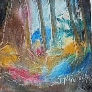 Pădure turcoaz-aurie – Pictură în ulei pe pânză