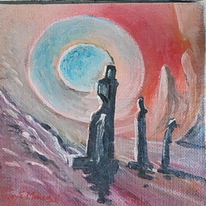 Poarta roz în lumină rece – Pictură în ulei pe pânză