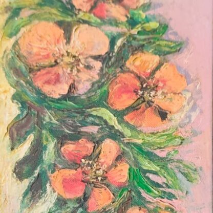 Floare de lumină pe fundal roz - Pictură în ulei pe pânză
