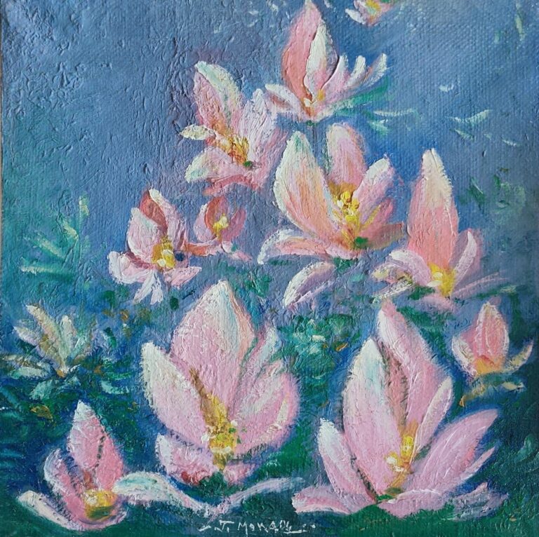Flori de lumină în apă adâncă - Pictură în ulei pe pânză