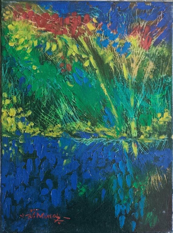 Grădina de lumină și apă - Pictură în ulei pe pânză Grădina de lumină și apă - Pictură în ulei pe pânză