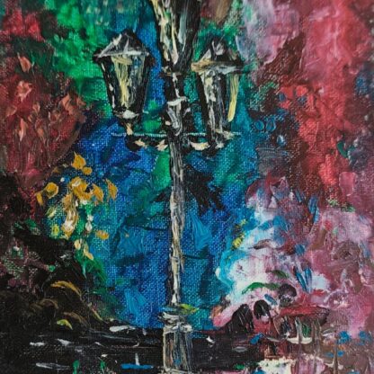 Lampa din grădină - Pictură în ulei pe pânză