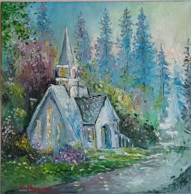Liniștea de la marginea pădurii - Pictură în ulei pe pânză Liniștea de la marginea pădurii - Pictură în ulei pe pânză