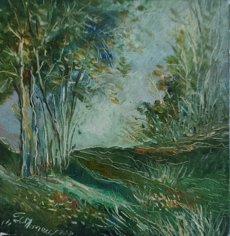 Liniștea dintre arbori - Pictură în ulei pe pânză Liniștea dintre arbori - Pictură în ulei pe pânză