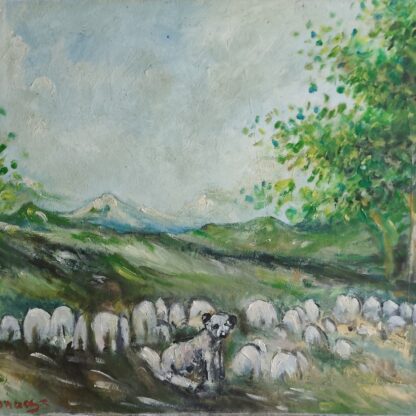 Liniștea turmei - Pictură în ulei pe pânză.