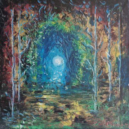 Lumina din pădure - Pictură în ulei pe pânză