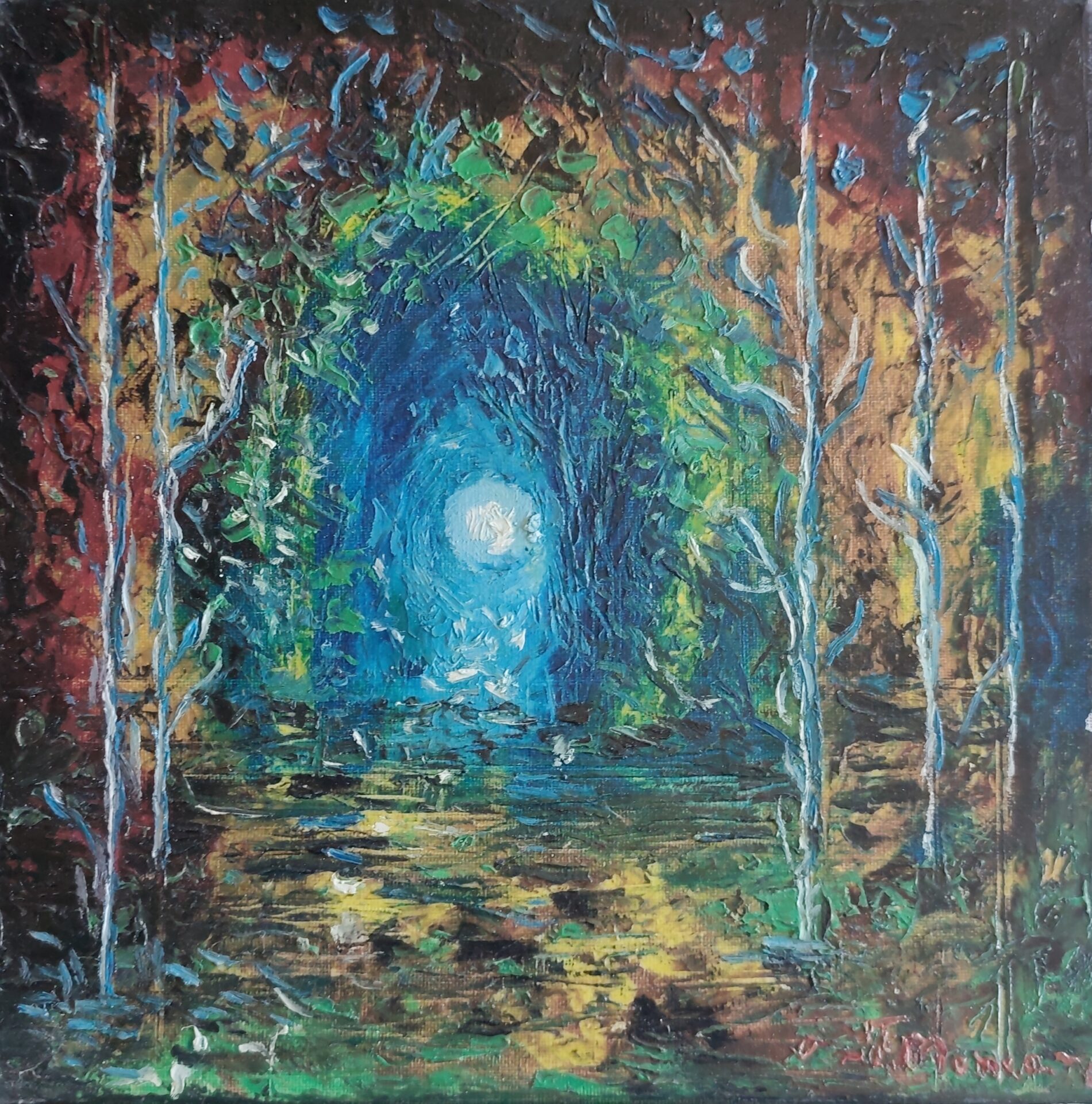 Lumina din pădure - Pictură în ulei pe pânză Lumina din pădure - Pictură în ulei pe pânză