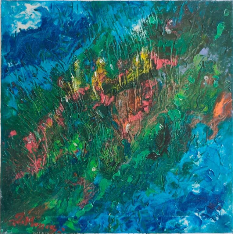 Lumină printre ape și verde - Pictură în ulei pe pânză Lumină printre ape și verde - Pictură în ulei pe pânză
