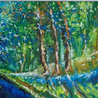 Lumină printre arbori - Pictură în ulei pe pânză