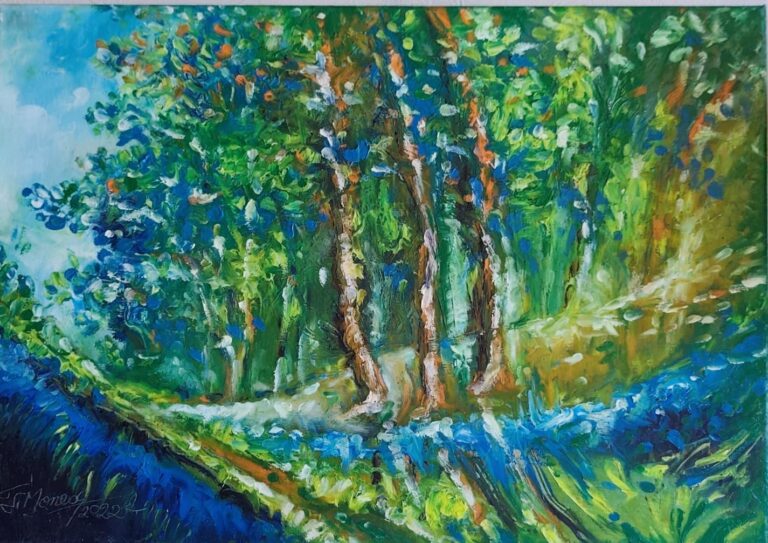 Lumină printre arbori - Pictură în ulei pe pânză Lumină printre arbori - Pictură în ulei pe pânză