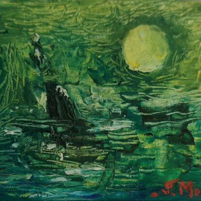 Lumină verde în adânc – ulei pe pânză - Pictură în ulei pe pânză