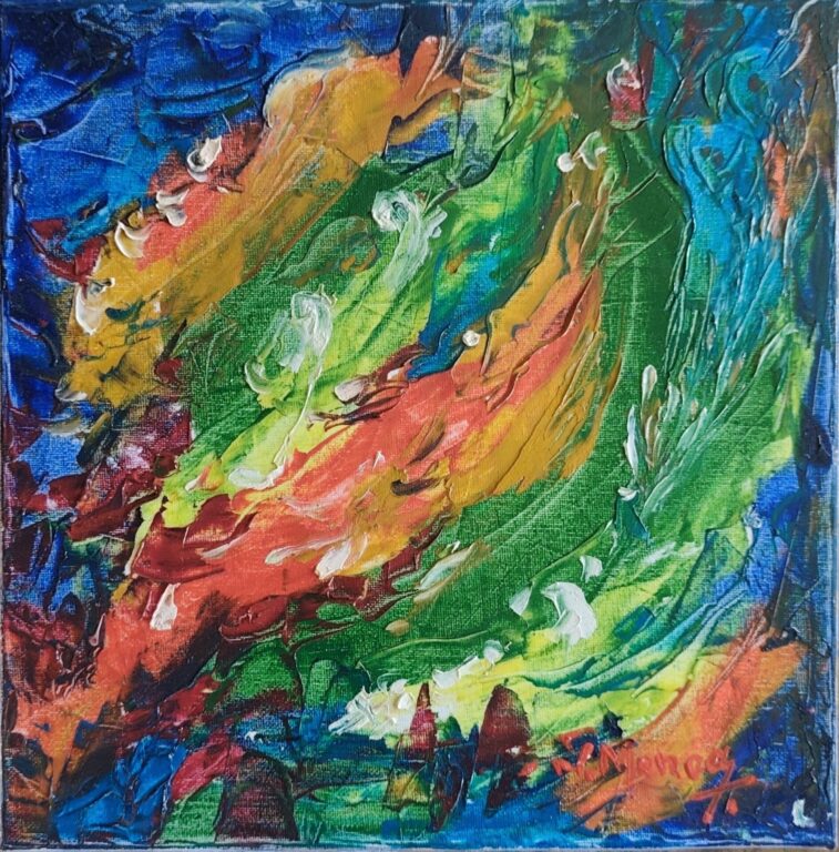 Vâltoarea culorilor vii – pictură în ulei pe pânză de Monea Teofil
